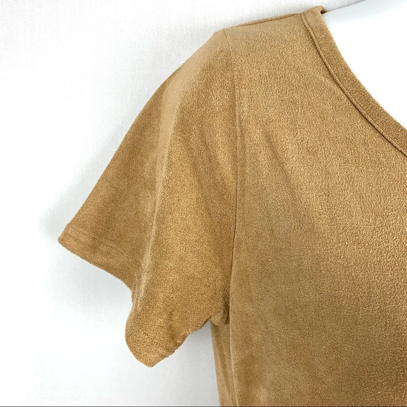Heart Hips Tan SOFT Short Sleeve Suede-Like Dress - Picture 4 of 8